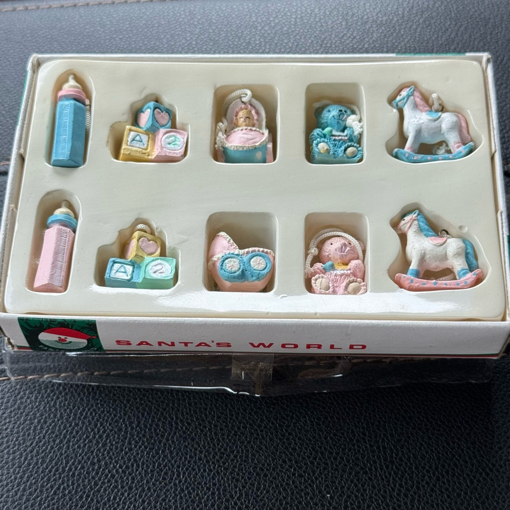 Vintage Santa’s World Baby-themed Ornaments for Christmas Trees or Nursery